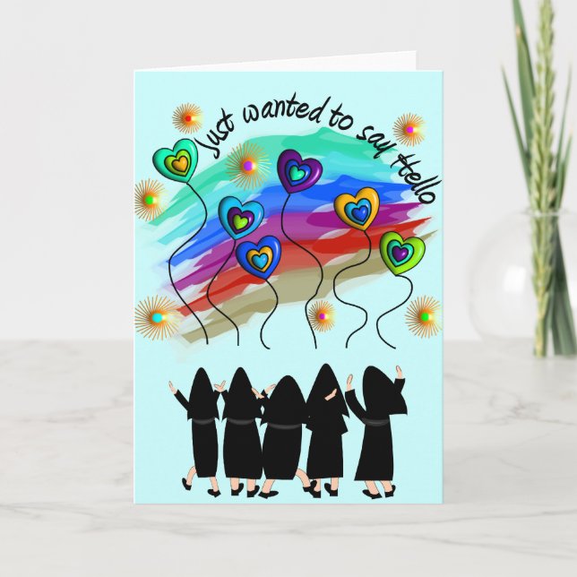 Whimsical Catholic Nun Greeting Cards (Front)