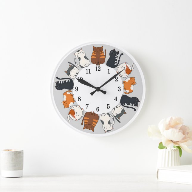 Whimsical Cats Around the Clock Funny  Wall Clock (Home)