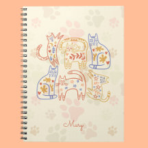 Whimsical Cats Beige Pattern
