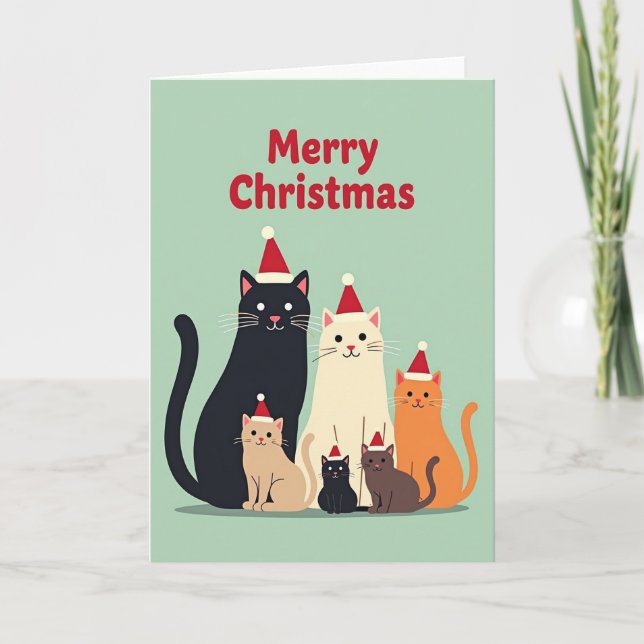 Whimsical Cats Christmas Card (Front)