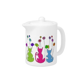 Whimsical Cats Design Teapot by TeaPotBoutique at Zazzle
