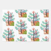 Whimsical Cats in Hats and Christmas Pattern Wrapping Paper Sheets (Front)
