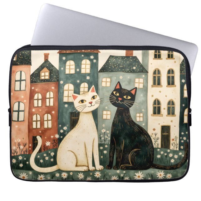 Whimsical Cats  Laptop Sleeve (Front)