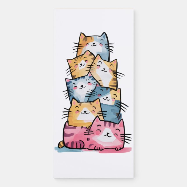 Whimsical Cats Magnetic Shopping List Notepad (Front)