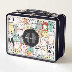 Whimsical Cats Metal Lunchbox