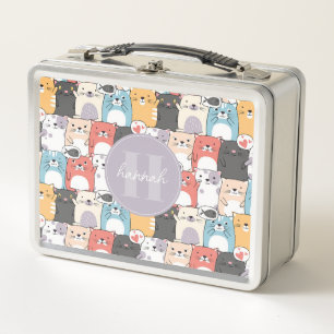 Whimsical Cats Metal Lunchbox