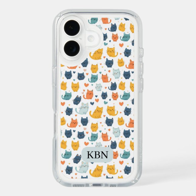 Whimsical Cats Monogrammed Initials Speck iPhone Case (Front)