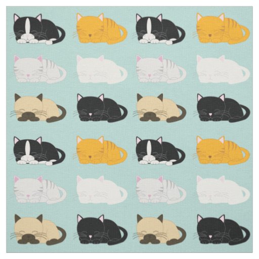 Whimsical Cats Pattern Fabric