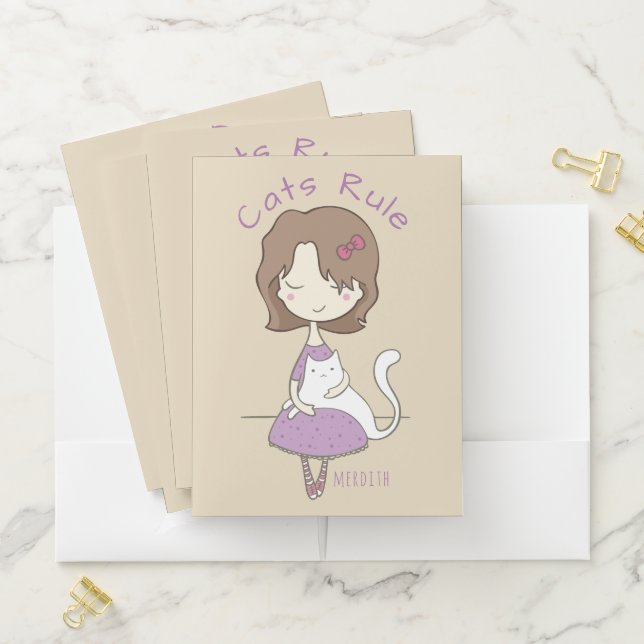 Whimsical "Cats Rule" Pocket Folder (In Situ)