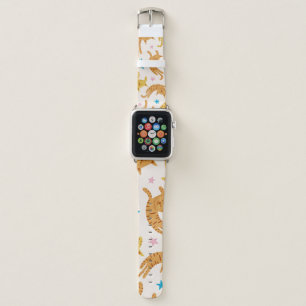 Whimsical Cats & Stars: Kids' Fashion Pattern Apple Watch Band