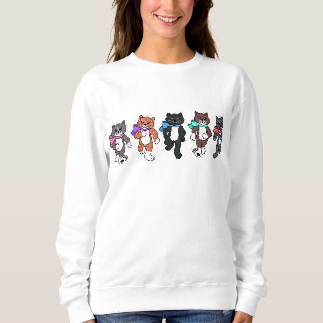 Whimsical Cats Walking in a Row