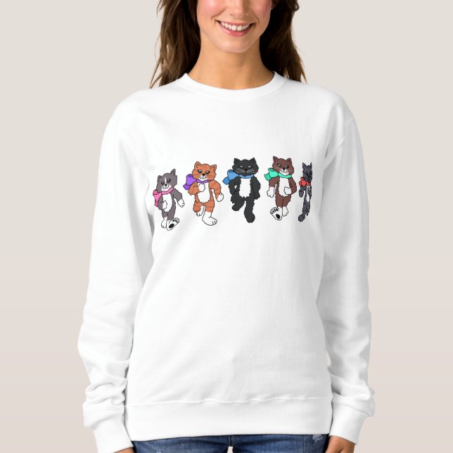 Whimsical Cats Walking in a Row Sweatshirt (Front)