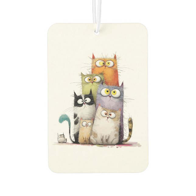 Whimsical Cats with Big Eyes Air Freshener (Back)