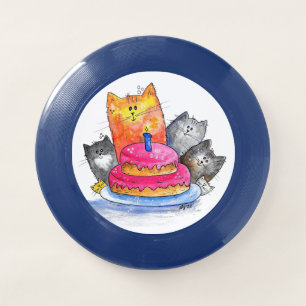 Whimsical Cats with Birthday Cake Wham-O Frisbee