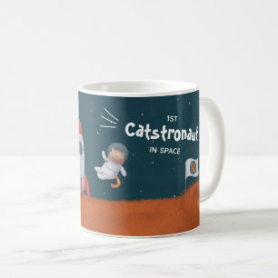 Whimsical Catstronaut in Space, Cats on Mars, Fun Coffee Mug