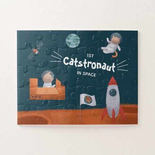 Whimsical Catstronaut in Space Cats on Mars Fun Jigsaw Puzzle