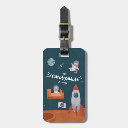 Whimsical Catstronaut in Space Cats on Mars Fun Luggage Tag