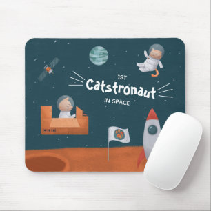 Whimsical Catstronaut in Space, Cats on Mars, Fun Mouse Pad