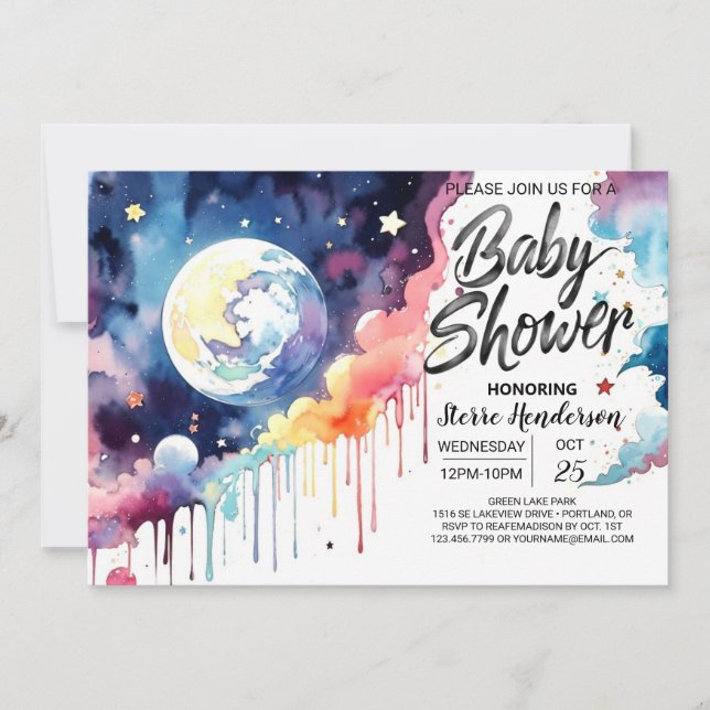 Whimsical Celestial Baby Shower Invitation (Front)