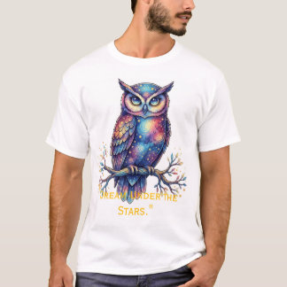 Whimsical Celestial Cosmic Owl Fantasy Graphic T-S T-Shirt