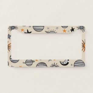 Whimsical Celestial Doodle License Plate Frame