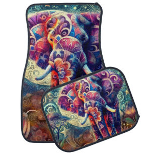 Whimsical Celestial Elephant Night Sky Decor Car Floor Mat