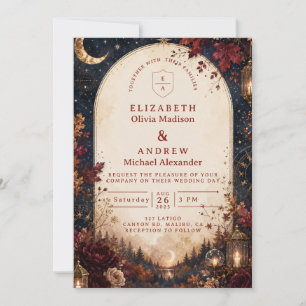 Whimsical Celestial Fall Wedding Invitation