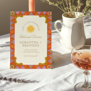 Whimsical Celestial Folk Rehearsal Dinner Invitation
