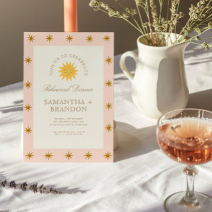 Whimsical Celestial Folk Rehearsal Dinner Invitation