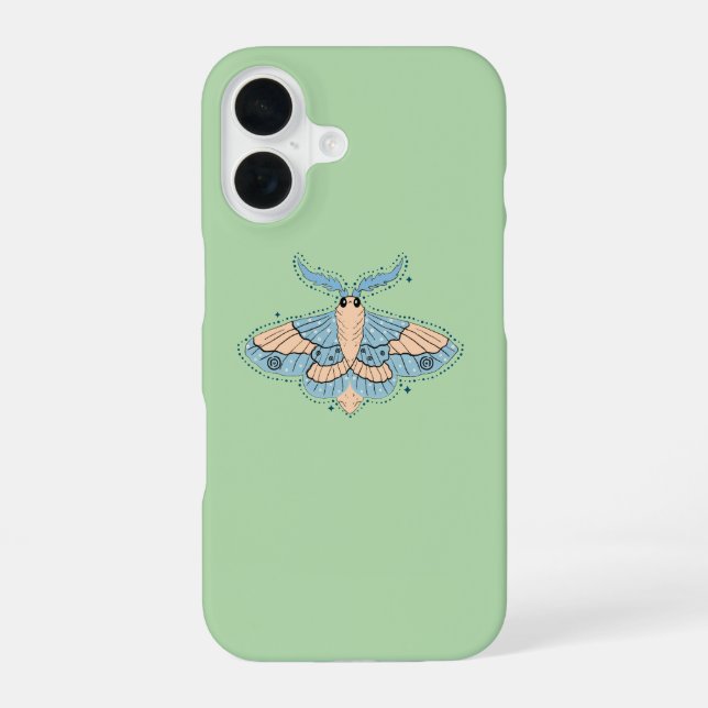 Whimsical Celestial Moth — Soft Blue & Peach Iphone Case (Back)