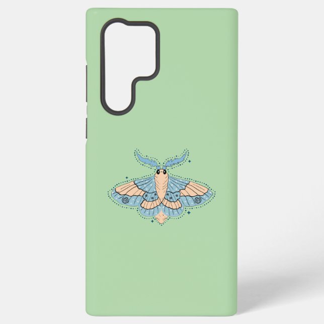 Whimsical Celestial Moth — Soft Blue & Peach Samsung Galaxy Case (Back)