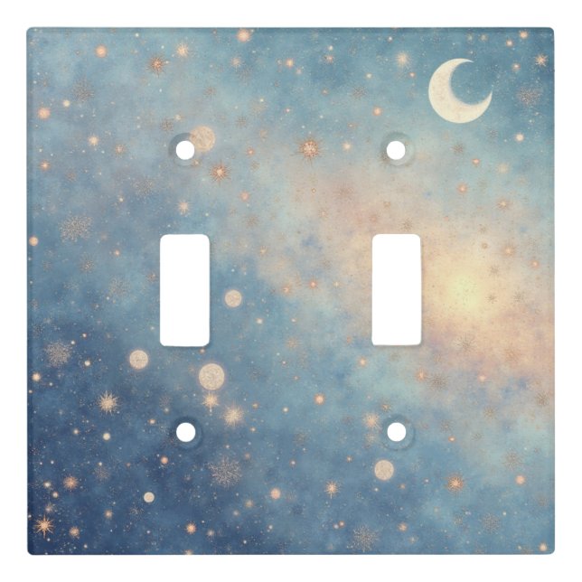 Whimsical Celestial Night Sky Abstract Light Switch Cover (Front)