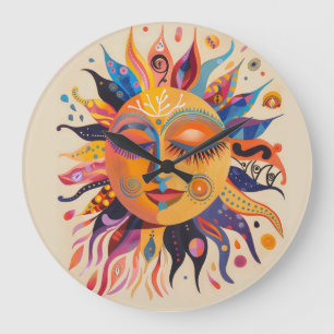 Whimsical Celestial Sun Large Clock