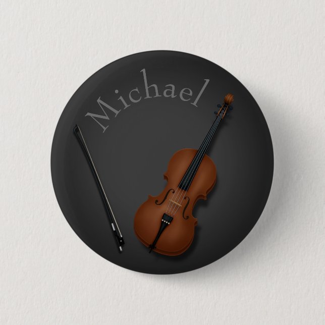 Whimsical Cello & Bow Custom Classical Musician's Button (Front)