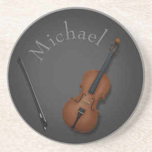 Whimsical Cello & Bow Custom Classical Musician's Coaster