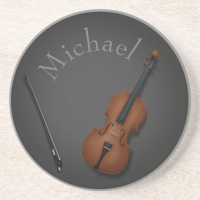 Whimsical Cello & Bow Custom Classical Musician's Coaster (Front)