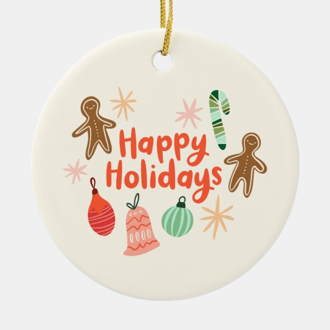 Whimsical Ceramic Christmas Ornament (Front)