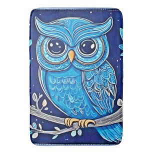 Whimsical Chalk Owl Bath Mat