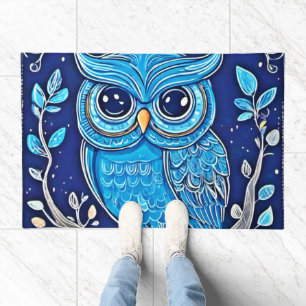 Whimsical Chalk Owl Doormat