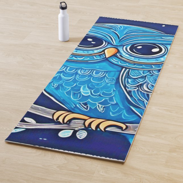 Whimsical Chalk Owl Yoga Mat (In Situ)