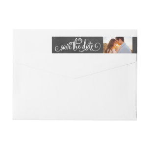 Whimsical Chalk Photo Save the Date Address Wrap Around Label
