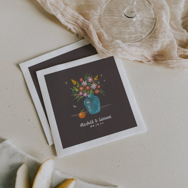 Whimsical Chalkboard Doodle Art | Wedding Napkins (Creator Uploaded)