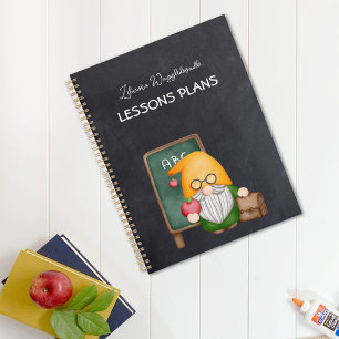 Whimsical Chalkboard Gnome Teacher With Apple Planner