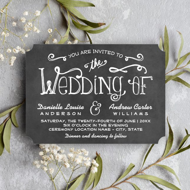 Whimsical Chalkboard Ticket Wedding Invitation (Creator Uploaded)