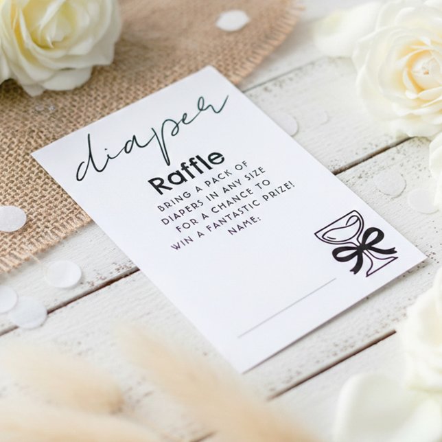 Whimsical Champagne Diaper Raffle Tickets Enclosure Card (Diaper Raffle Whimsical Doodles Tickets)