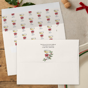 Whimsical Champagne Liner Wedding Invitatation Envelope
