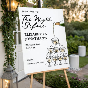 Whimsical Champagne Rehearsal Dinner Welcome Foam Board