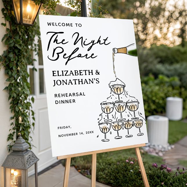Whimsical Champagne Rehearsal Dinner Welcome Foam Board (Whimsical Champagne Rehearsal Dinner Welcome Foam Board)