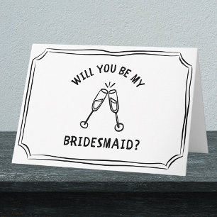 Whimsical Champagne Toast Bridesmaid Proposal Card