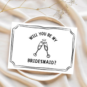 Whimsical Champagne Toast Bridesmaid Proposal Card